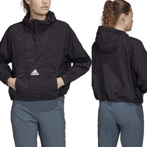 Adidas Black Cropped Wind.rdy Hooded Packable Windbreaker